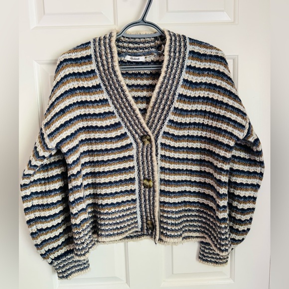 Madewell Waller Crop Cardigan Sweater in Stripe - Picture 3 of 7